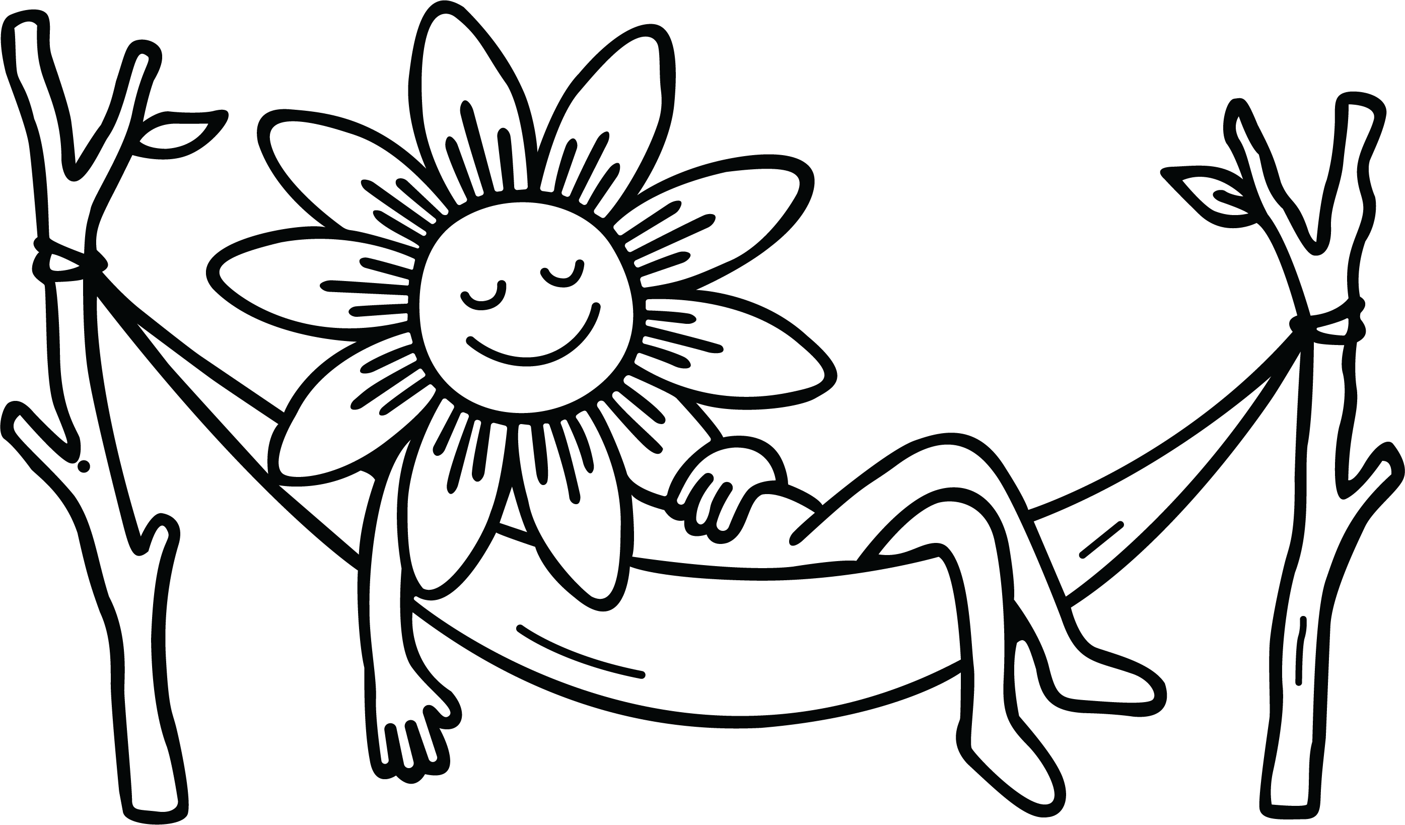 A sunflower relaxing in a hammock.